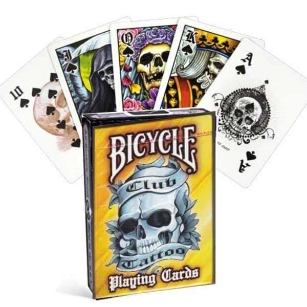 Club tattoo playing cards yellow