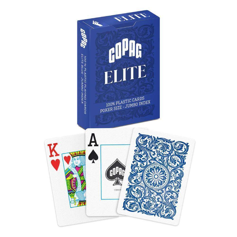 Copag Elite single deck plastic poker playing cards. Blue deck