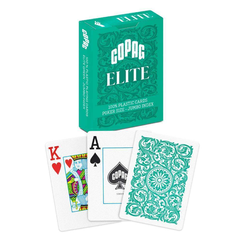 Copag Elite single deck plastic poker playing cards. Green deck