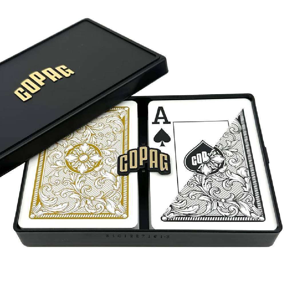 Copag Legacy plastic poker playing cards - double deck - black and gold from Poker Supplies UK