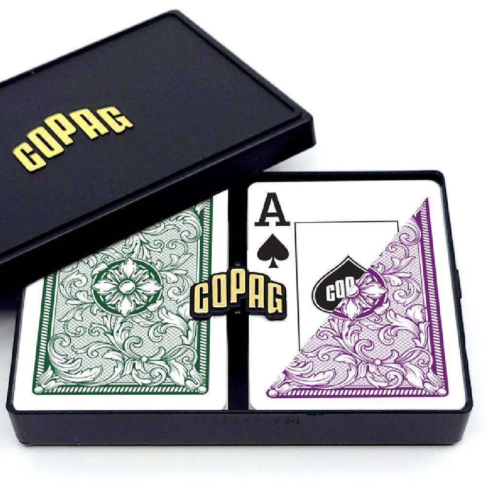 Copag Legacy plastic poker playing cards - double deck - green and burgundy
