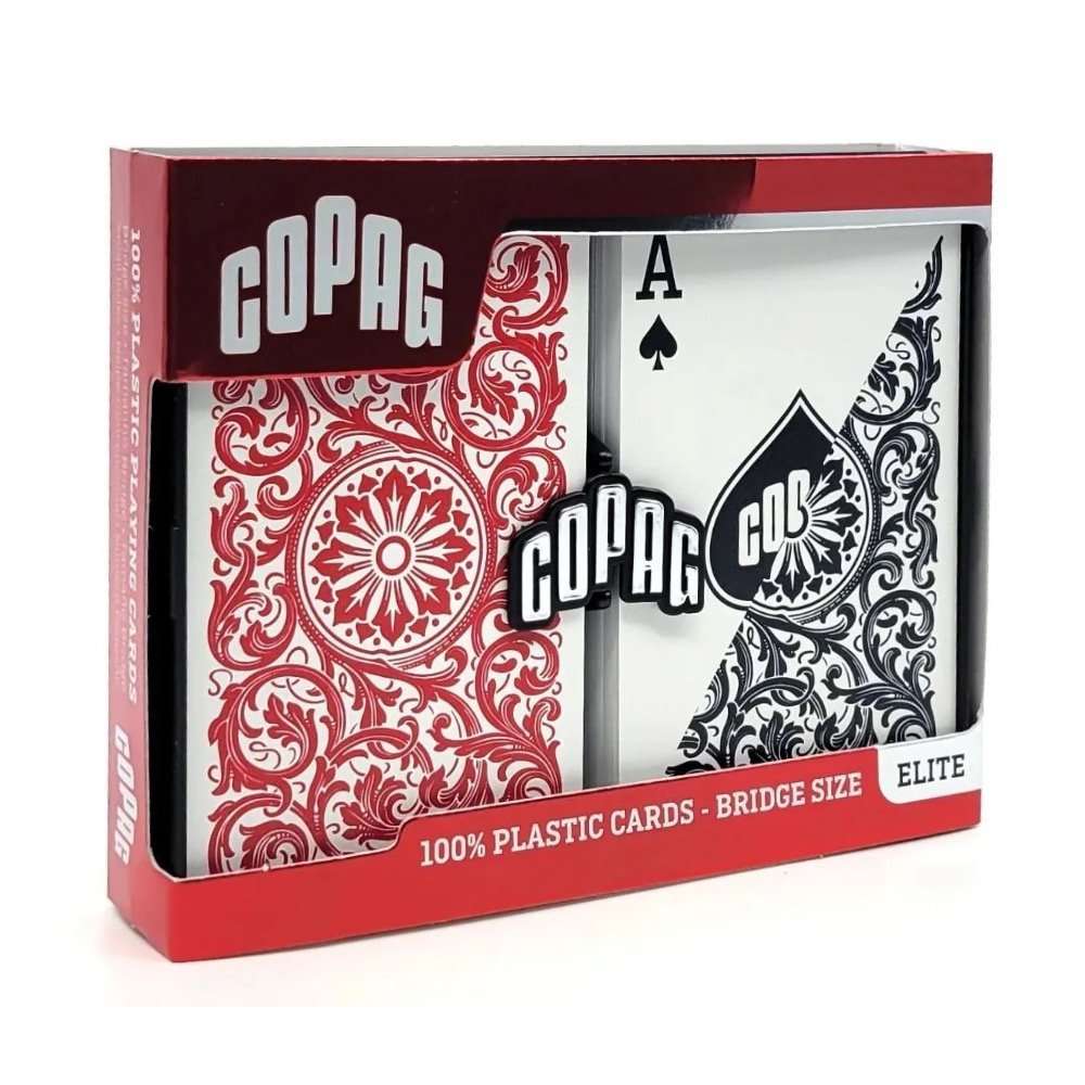Copag 1546 Bridge Size Plastic Playing Cards: Double Deck, Standard Index, Red & Black