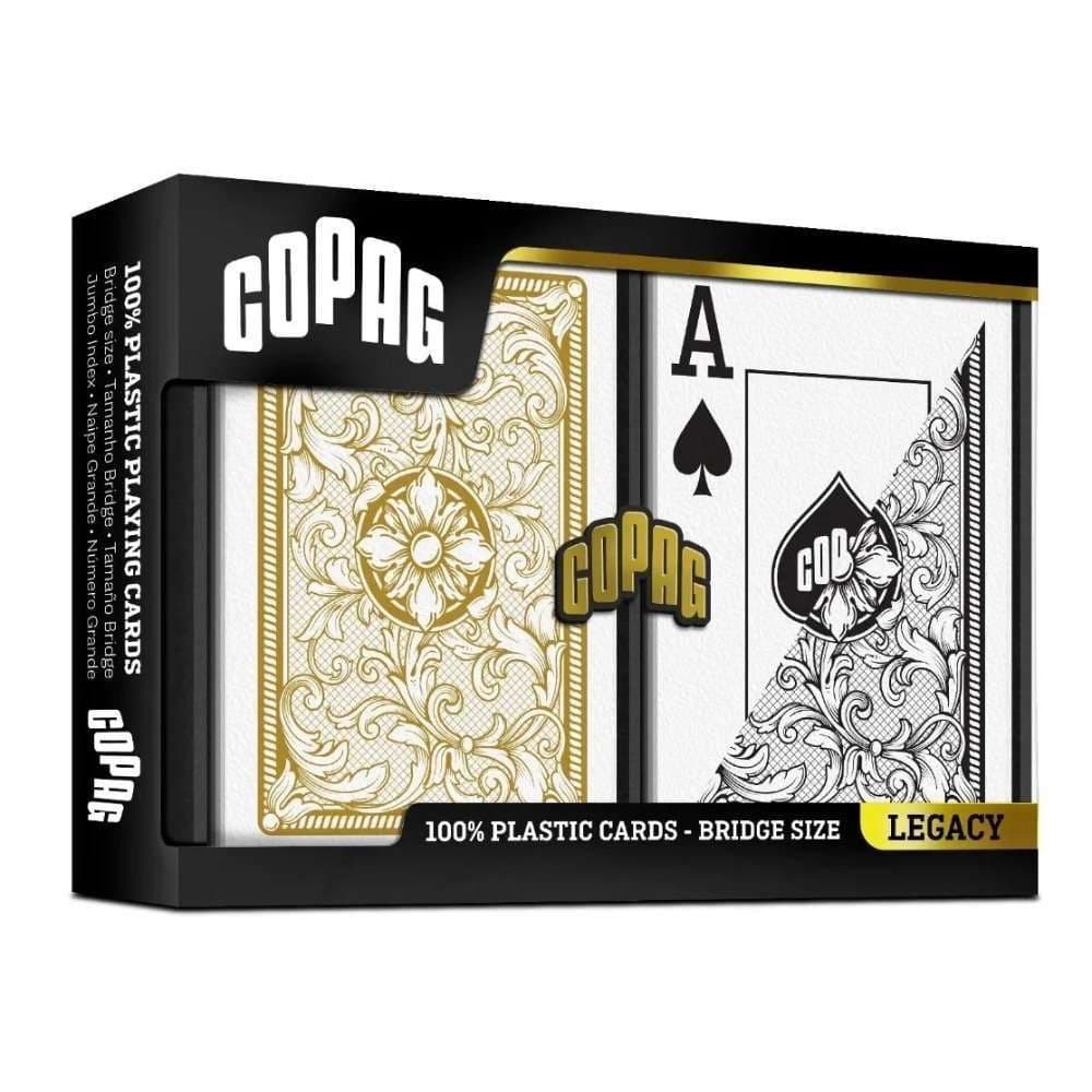 Copag Legacy Bridge Size Plastic Playing Cards: Double Deck, Jumbo Index, Black & Gold