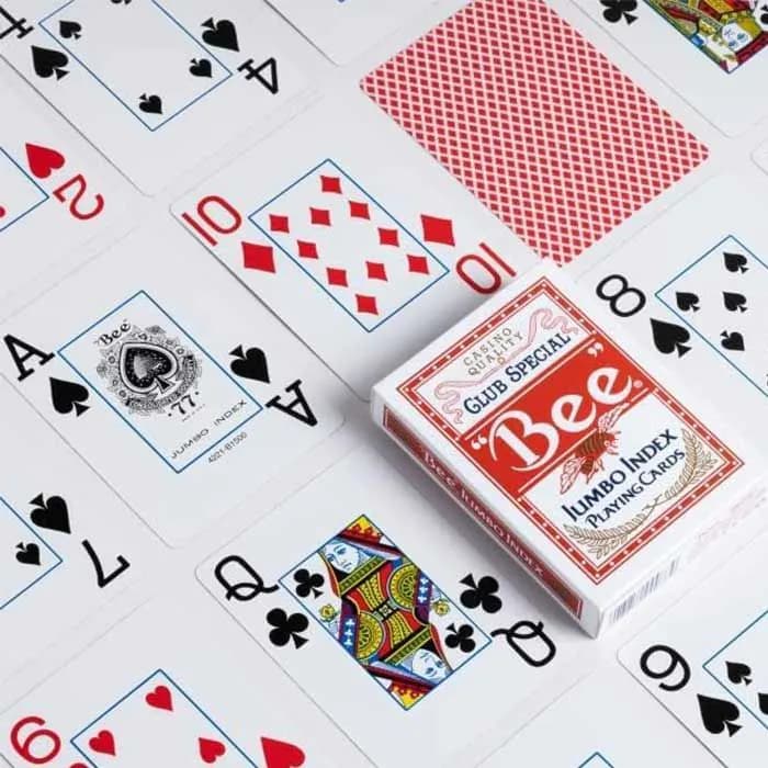 Bee poker cards, jumbo index red backs from Poker Supplies UK