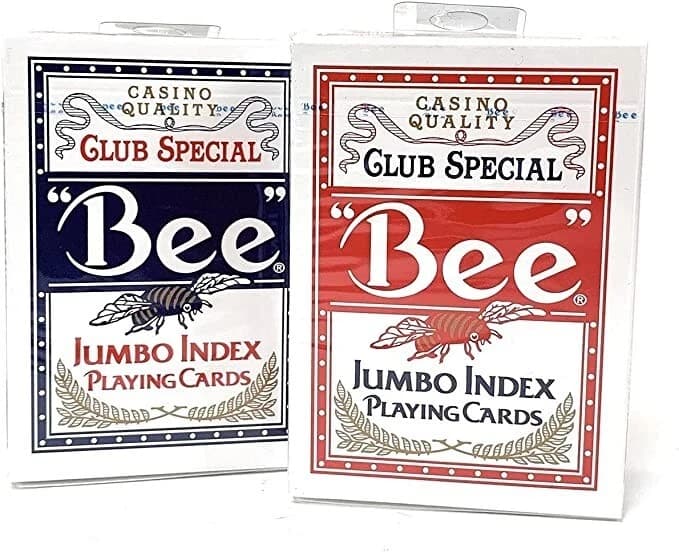Bee poker cards, jumbo index red or blue backs from Poker Supplies UK
