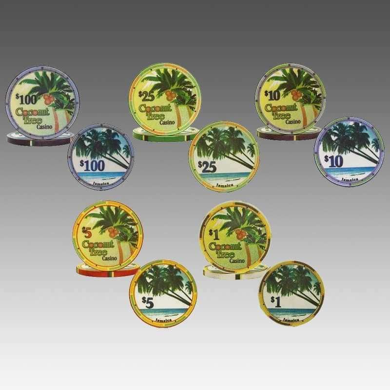Coconut Tree Casino Ceramic Poker Chips