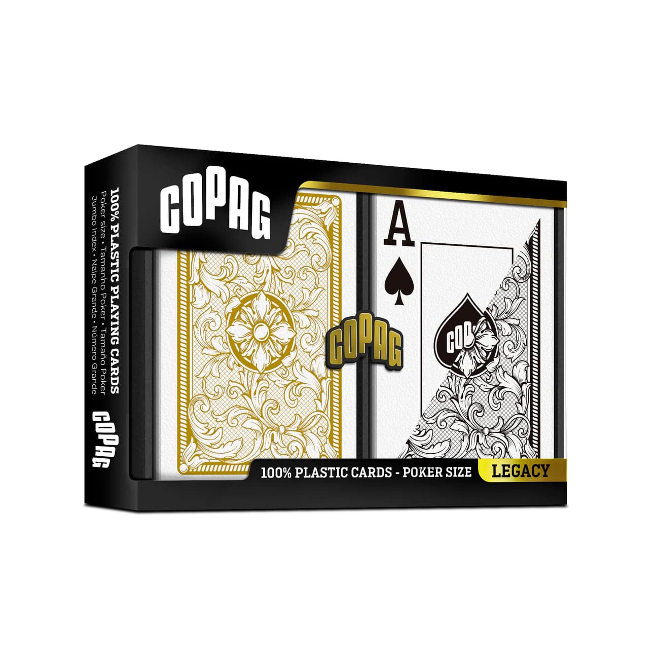Copag Legacy plastic poker playing cards - double deck - black and gold from Poker Supplies UK