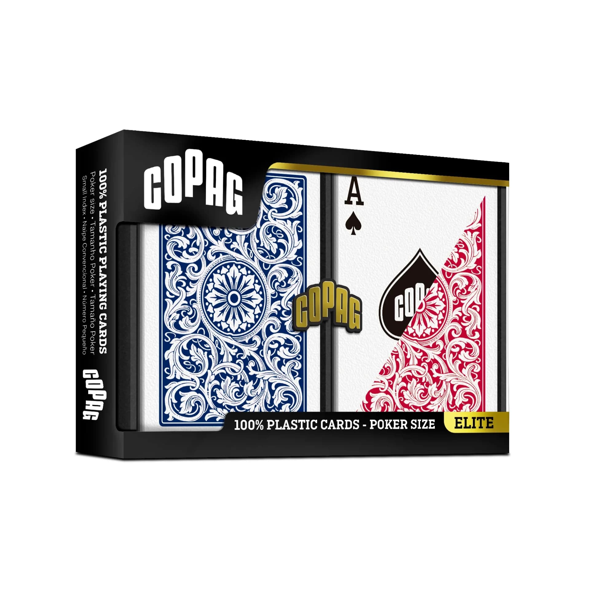 Copag Elite poker size playing cards: regular index, red and blue backs