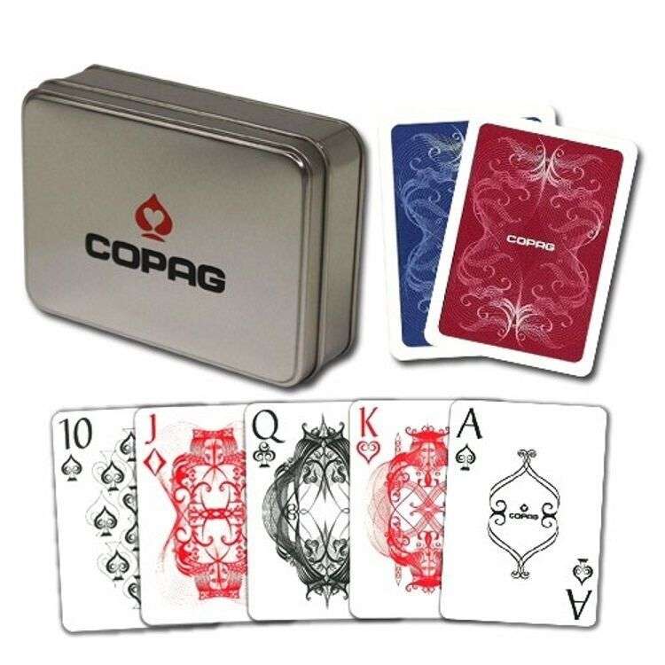 Copag Centennial Deluxe special edition jumbo plastic playing cards - red and blue from Poker Supplies UK